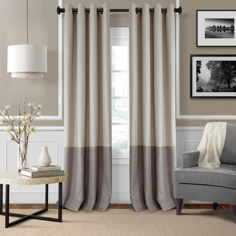 Elrene Home Fashions 26865874723 Braiden Room Darkening Grommet Window Curtain Drape Panel, 52" x 95", Linen, Blackout, 52" W x 95" L (Pack of 1)