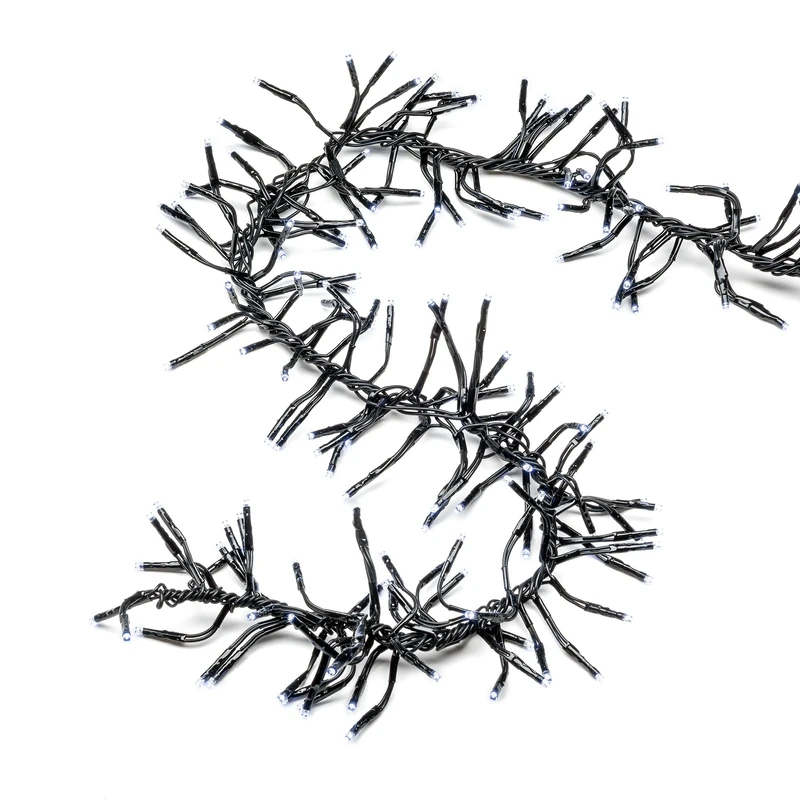 Konstsmide 3793-200 Micro LED cluster light / outdoor (IP44) or indoor use / 5.6m of LEDS and 4m lead / with 8 functions, control unit and eight memory function / 960 ice white diodes / black cable