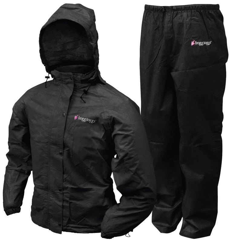 FROGG TOGGS Women's Standard Classic All-Purpose Waterproof Breathable Rain Suit, Black, Small