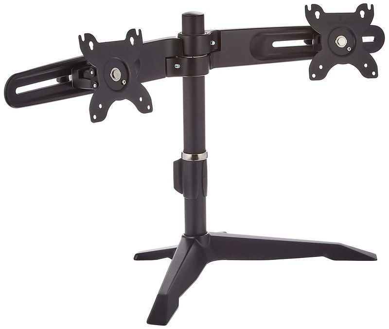 SilverStone SST-ARM23BS - Twin Double ARM LCD LED Monitor Bracket Desk Mount Stand, up to 24 Inch Screens, with Tilt & Swivel (Tilt ±15°|Swivel ±15°|Rotate 360°), black
