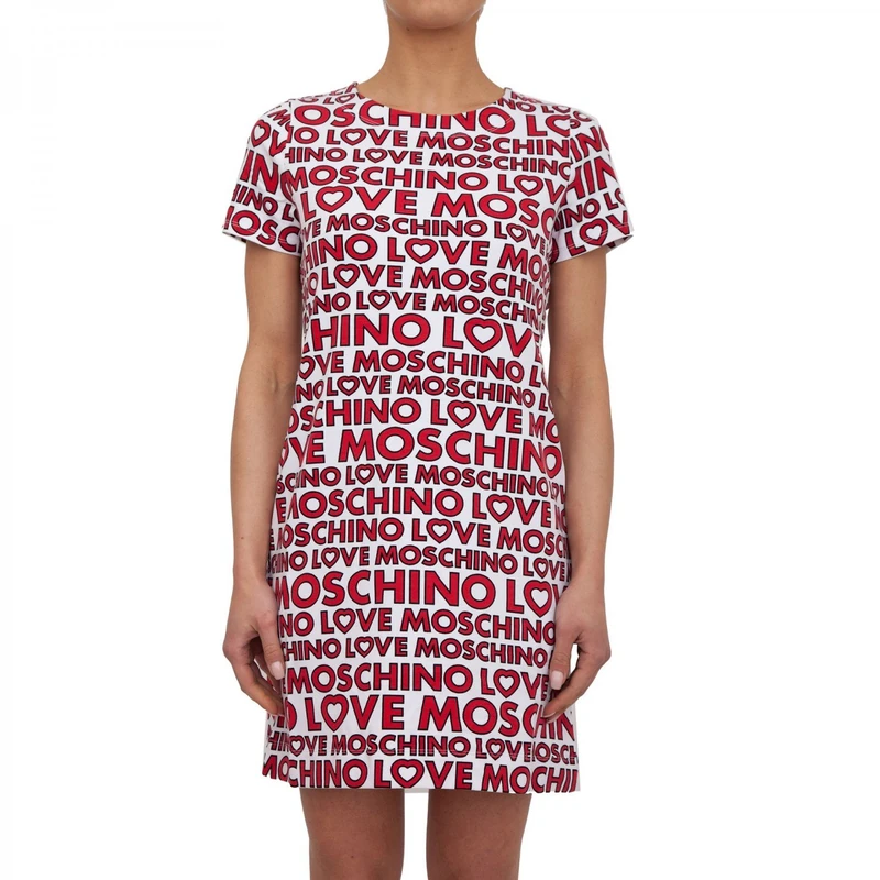 Love Moschino Women's All Over Logo Dress, white (Macrologo White 0003), 8 (Manufacturer Size: 40 UK, IT: 40) - Image 1