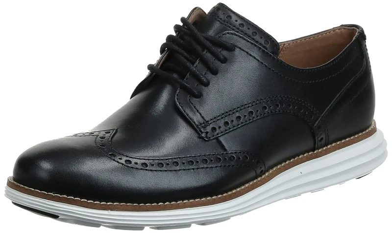Cole Haan Men's Original Grand Wingtip Oxfords, Black Black Leather White Black White, 8.5 UK