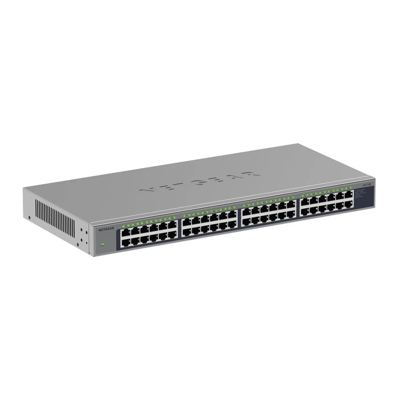 NETGEAR 48-Port Gigabit Ethernet Unmanaged Switch - with 96 Gbps Bandwidth, Fanless, Rackmount or Desktop (GS748)