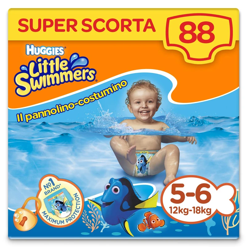 Huggies Little Swimmers Diapers, Size 5-6 (12-18 kg), 88 Diapers Costumes - Image 1
