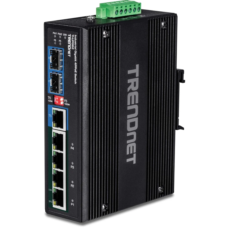 TRENDnet TI-UPG62 6-port hardened Industrial Gigabit Ultra PoE+ Switch (5 Gigabit / 1 shared SFP / 1 dedicated SFP)