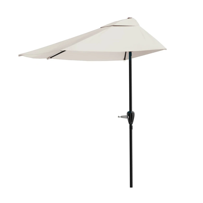 9-Foot Half Patio Umbrella '? Easy Crank Opening Shade Canopy for Balconies Porches or Aga