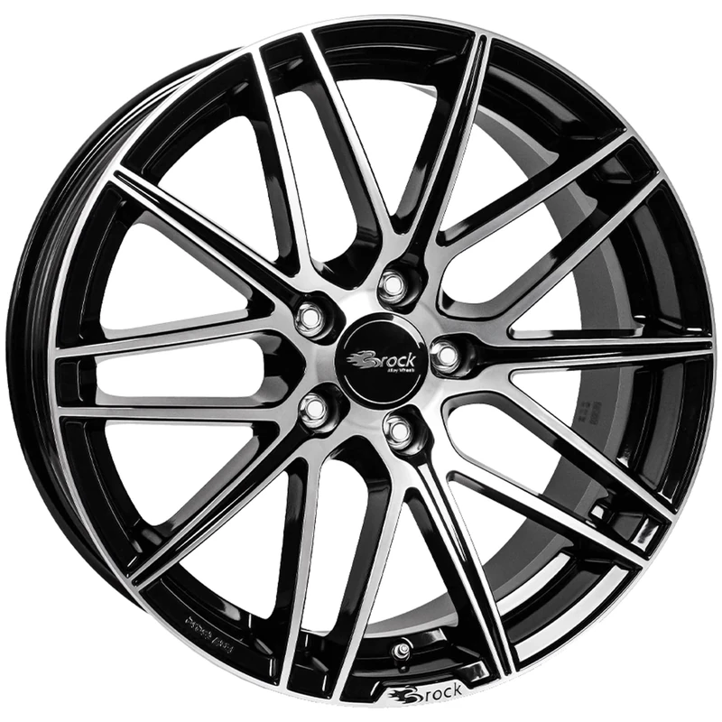 Brock B34 8 x 18 ET 45 Bolt Circle 5 x 112 Hub Centering 66.6 580071180, Black Front-Polished