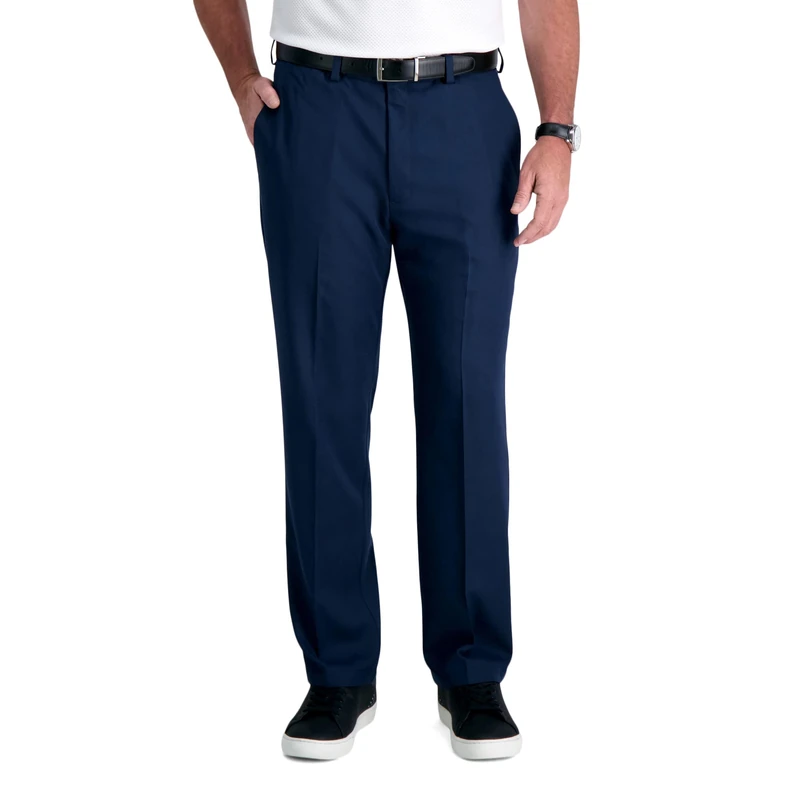 Haggar mensCool 18 Pro Classic Fit Flat Front Expandable Waist Pant Casual Pants - Blue - 40W x 29L