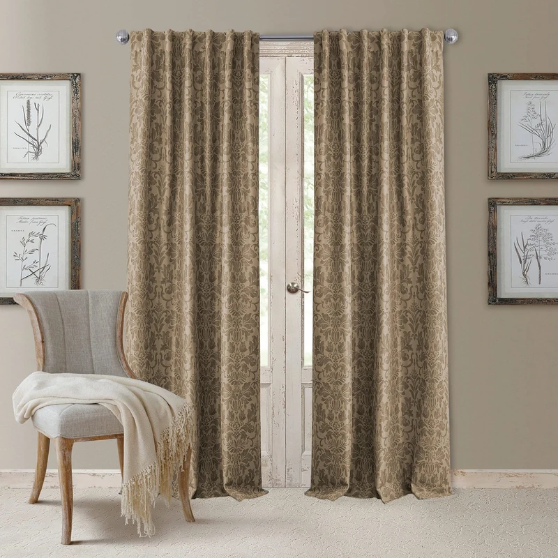 Elrene Blackout Rod Pocket/Back Tab Window Curtain Panel, Fabric, Taupe, 52" W x 84" L (Pack of 1)