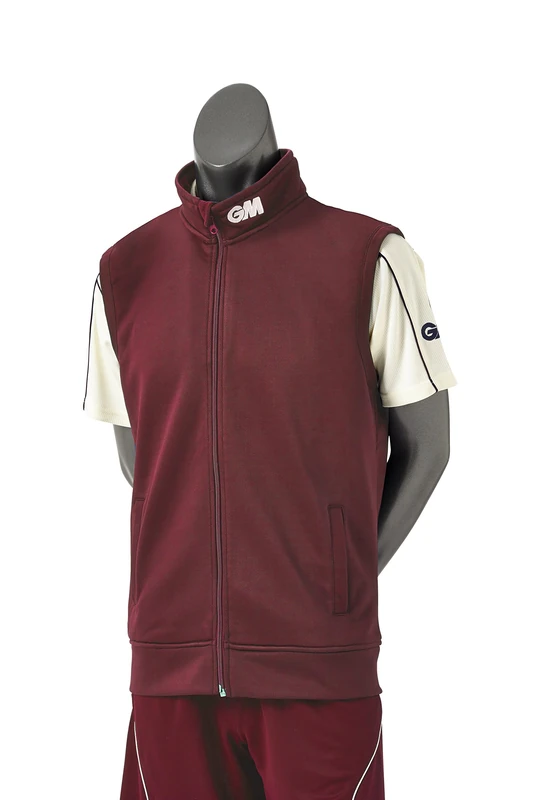 Gunn & Moore GM | Mens Cricket Performance Training Gilet | 100 Percent Polyester Jersey Anti-Pill Fleece | Elasticated Waist | GM Logo to Collar | Maroon | XXL - 46" Chest