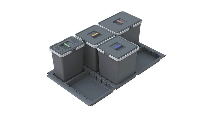 ELLETIPI Metropolis ptc28 09050 2 F C10 PPV Differentiated Bin Drawer, Grey, 83 x 49 x 28 cm