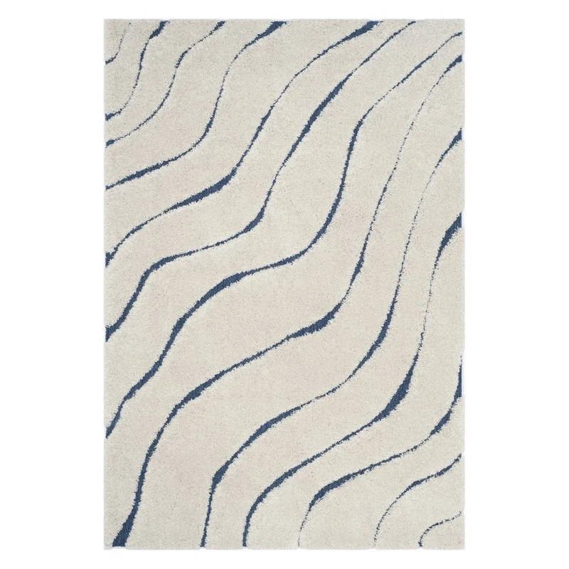 Safavieh Raton Shag Area Rug, Synthetic, Cream/Blue, 99 x 160 x 2.54 cm