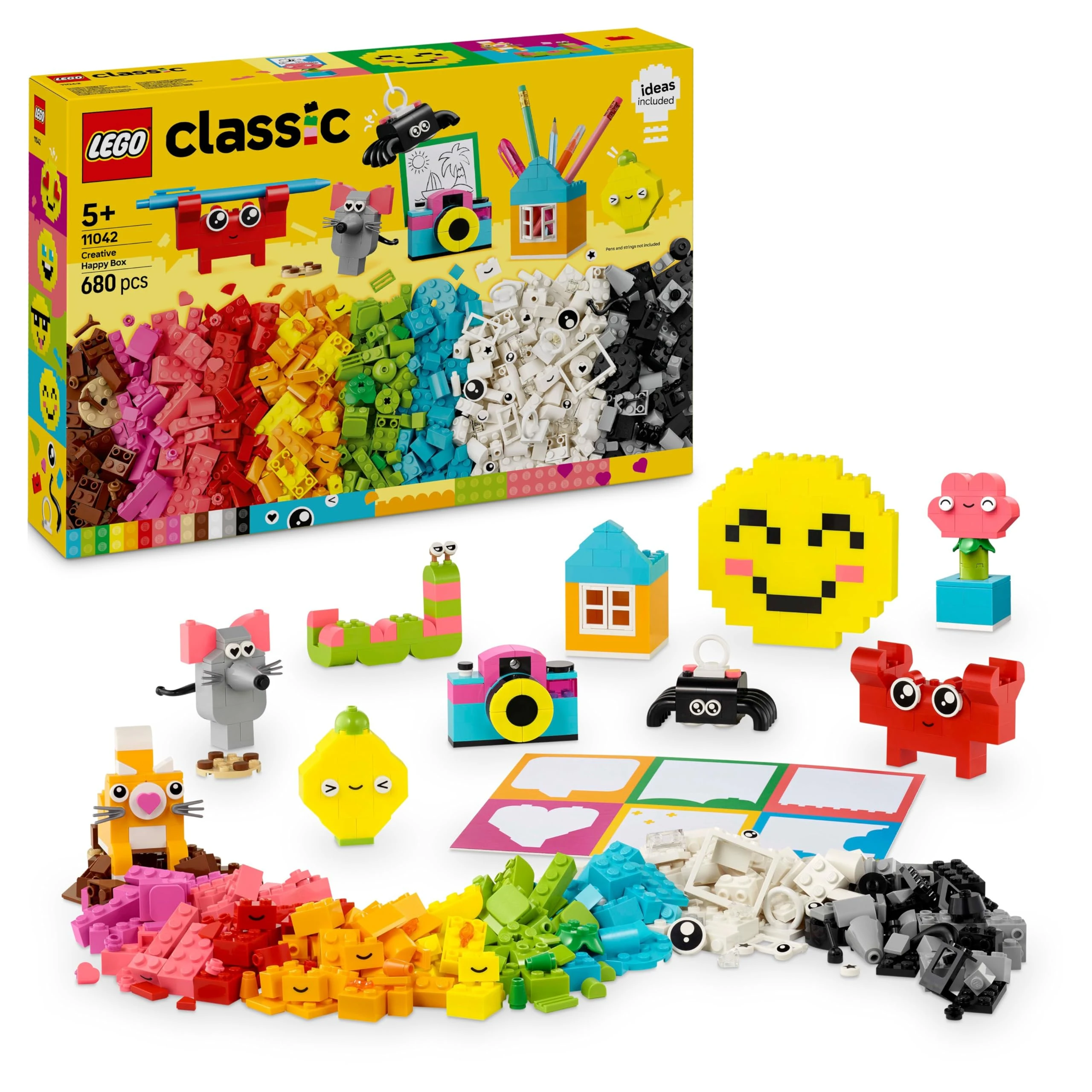 LEGO Classic Creative Happy Box, Assorted Colourful Bricks for Imaginative Play, Building Toys for 5 Plus Year Old, Girls and boys, Great for Kids Desk Accessories or Bedroom Decorations 11042