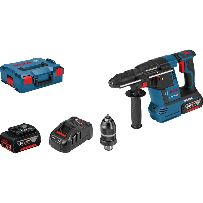 Bosch Professional Cordless Hammer GBH 18 V-26 F (2 x 5,0Ah rechargeable battery, fast charger GAL 1880 CV, Schlagenergie: 2,6 J, 18V System)