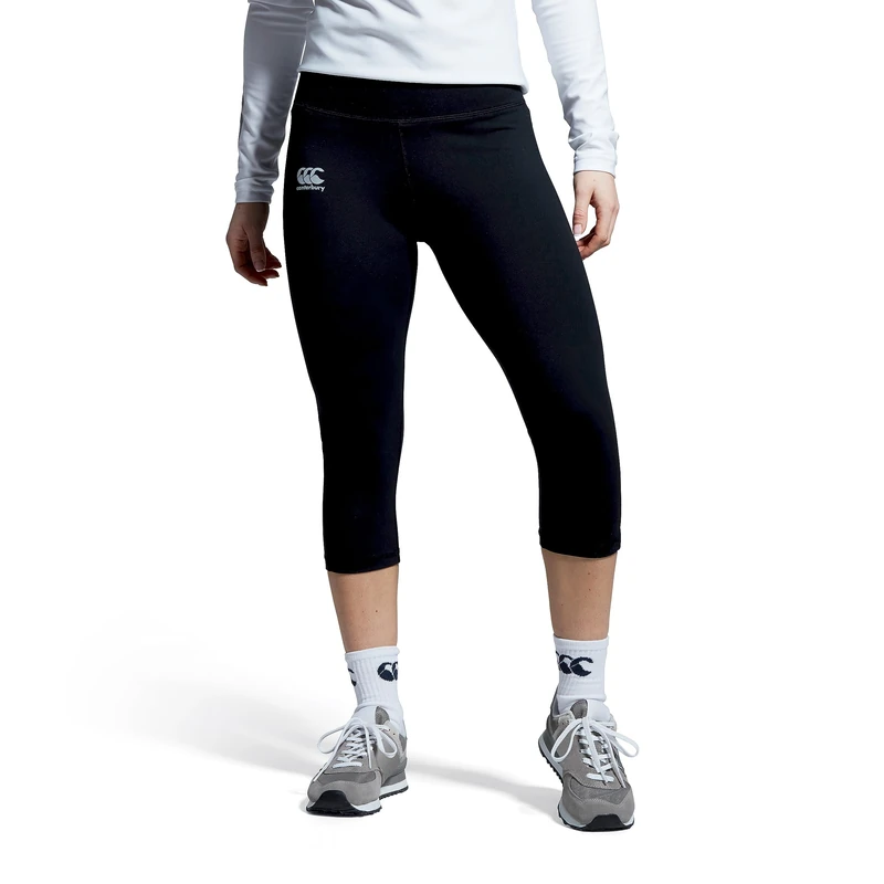 Canterbury Women's Vapodri Capri 3/4 Length Tights | Quick Drying Leggings Capri Length Leggings, Jet Black, 8