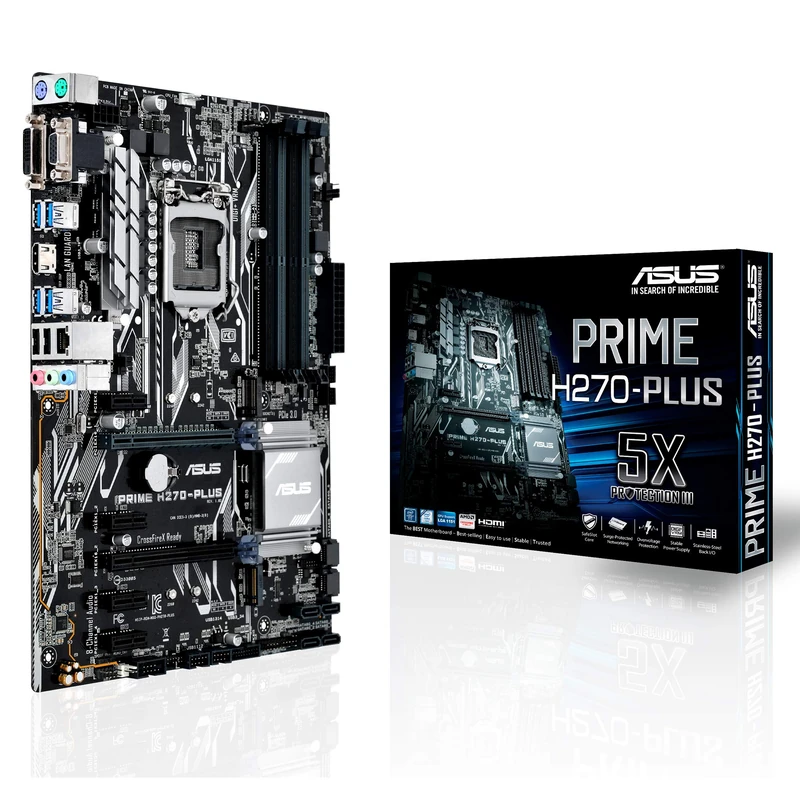 ASUS PRIME H270-PLUS LGA1151 DDR4 HDMI DVI VGA M.2 H270 ATX Motherboard - Black