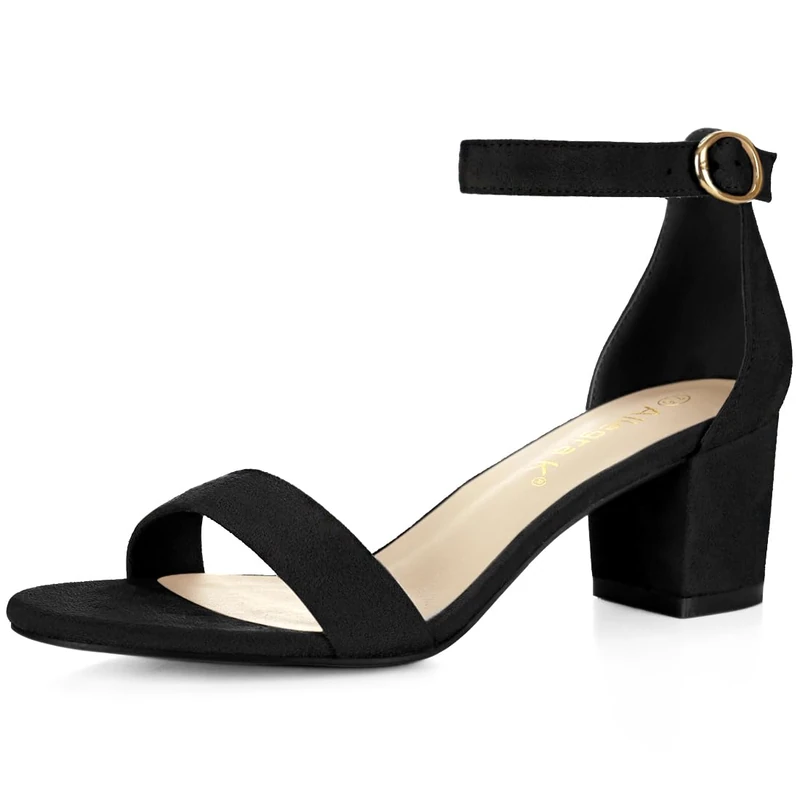 Allegra K Women's Open Toe Block Heel Ankle Strap Sandals Black 7 UK/Label Size 9 US