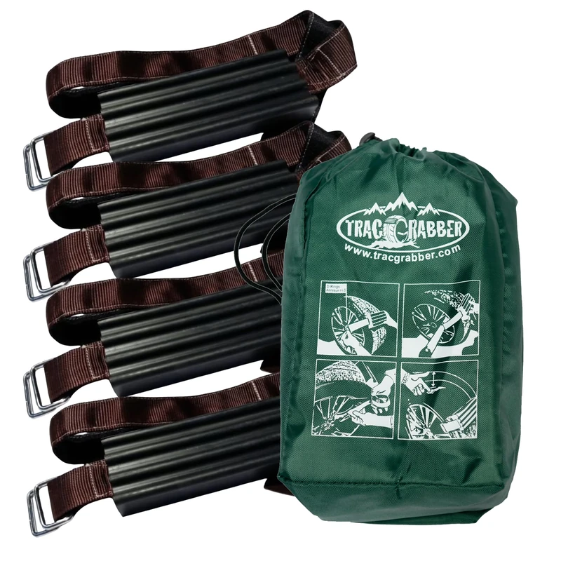 TRACGRABBER Tire Traction Device for Snow, Mud and Sand – For Oversized Tires on Trucks/SUVs, Set of 4 – Easy to Install, Get Unstuck Fast – A Snow Traction Mat or Snow Chain Alternative