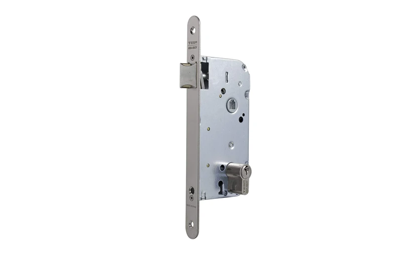 Tesa Assa Abloy 13758RAI Mortise Lock for Wooden Doors with Stainless Cylinder Entry 50 mm/Round Front 137 - Image 1