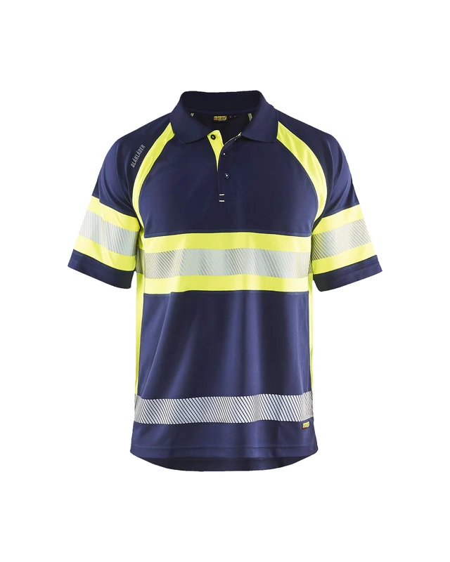 BLÅKLÄDER Hi Vis UV Polo Shirt Men L Navy Blue/Yellow
