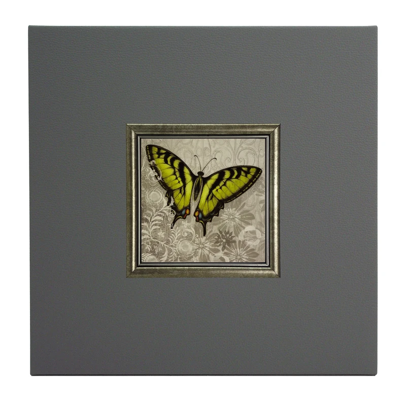 ERGO-PAUL IGP5453 E1 80SZ2 40x40x1,5 Yellow Butterfly III Paper/Eco Leather/Wood, Grey, 40 x 40 x 1.5 cm