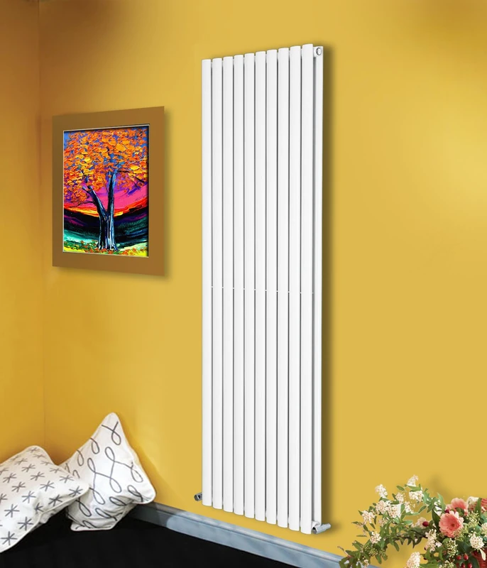 NRG 1800x590mm Vertical Oval Cloumn Designer Radiator White Double Panel Bathroom Central Heating 15 Year Guarantee