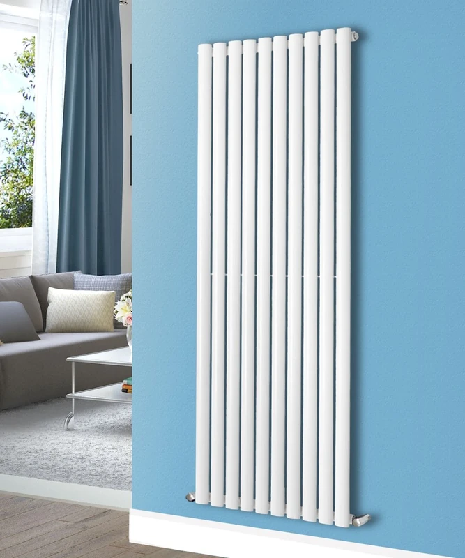 NRG 1800x590mm Vertical Oval Column Single Panel Designer Radiator Bathroom Central Heating for Living Room and Kitchen - Gloss White