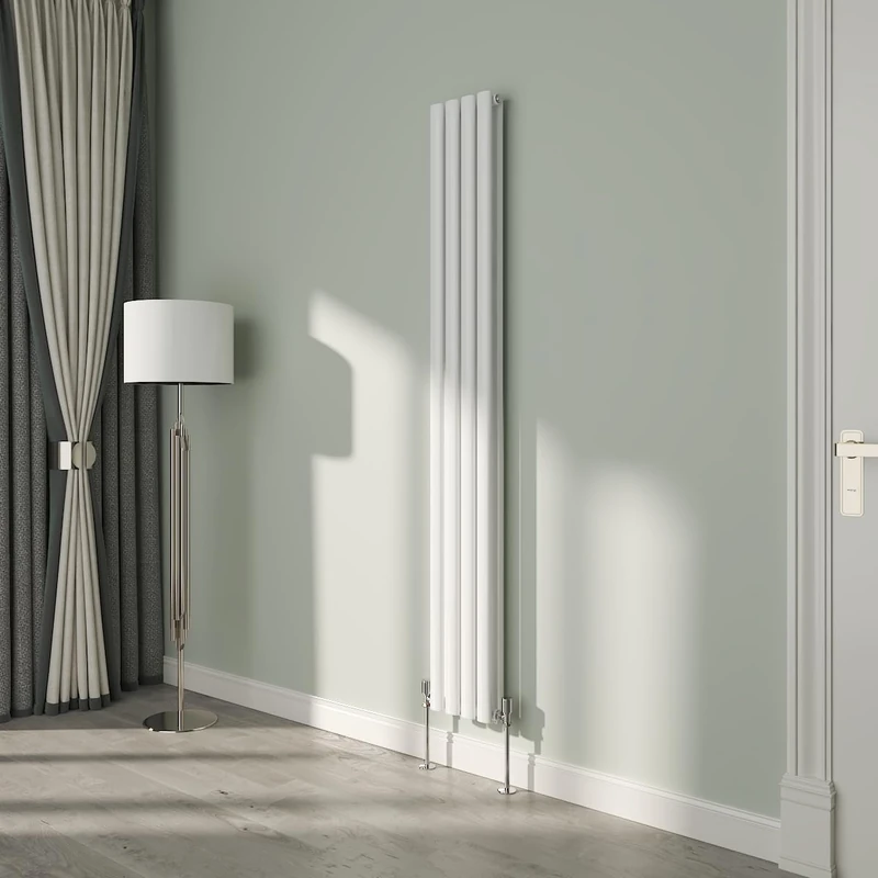 NRG White Oval Radiator Vertical 1800x236mm Double Panel Central Heating