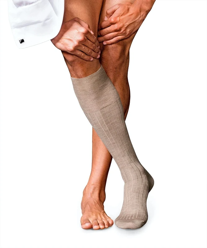 FALKE Men's No. 2 M Kh Cashmere Long Plain 1 Pair Knee-High Socks, Brown Pebble Melange 5416, 5.5-6.5