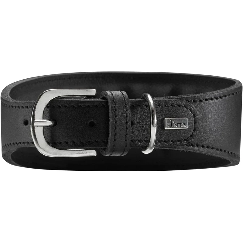 HUNTER Super Soft Leather Greyhound Collar Padded Size 32 (XS), Black