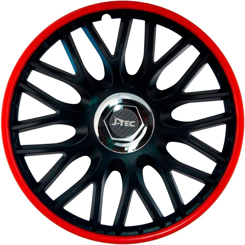 J-Tec Set wheel covers Orden R 13-inch black/red + chrome ring