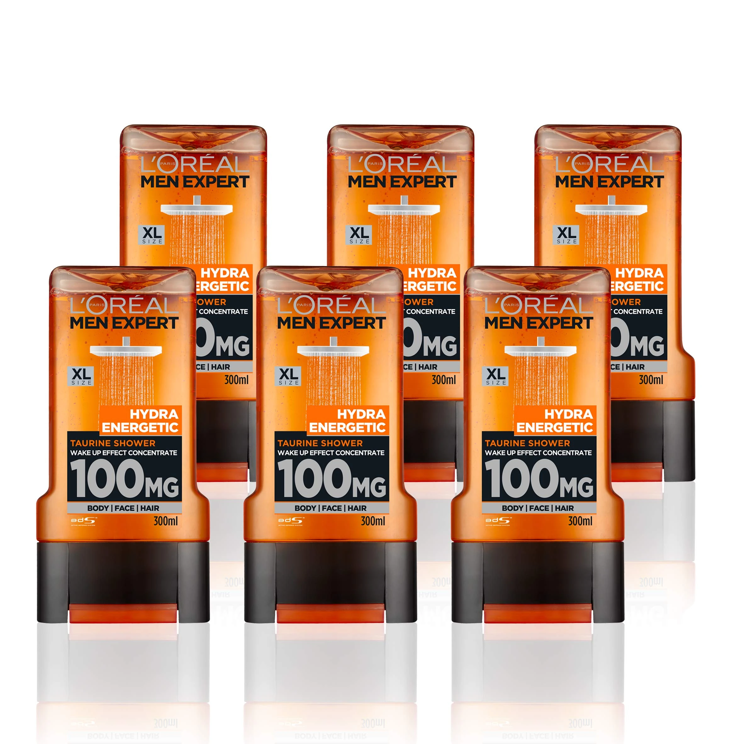 L'Oréal Paris Men Expert Hydra Energetic Shower Gel for Men, 300ml Pack of 6, Bulk Buy