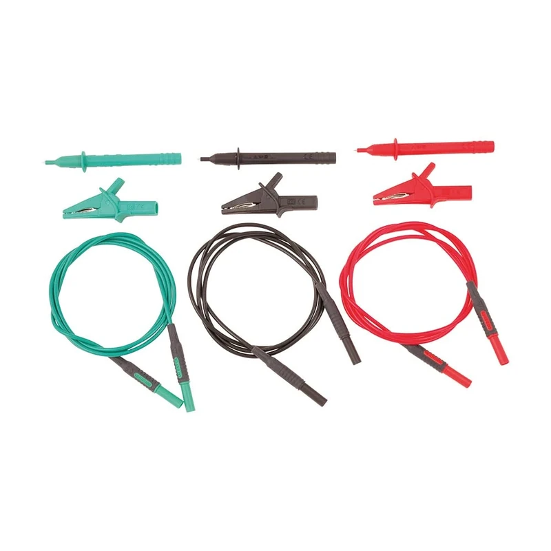 Martindale TL35 Unfused Test Leads Set, 4 mm Diameter, Red/Black/Green