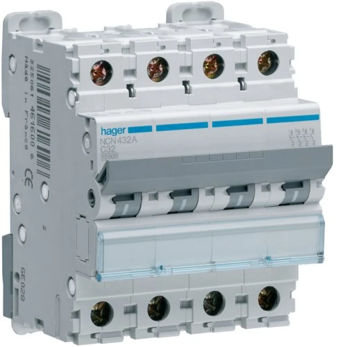 Hager MCB NCN406A 6 Amp C 4 Pole