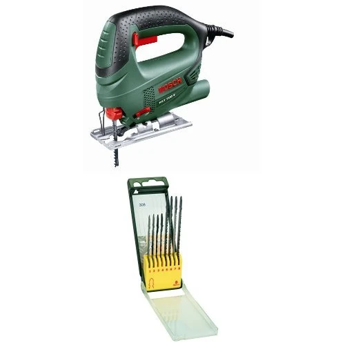 Bosch PST 700 E Compact Corded Jigsaw with T Shank Jigsaw Blade Set