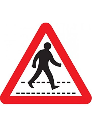 Caledonia Signs 57793 Pedestrians Crossing Ahead Class R2 Permanent, 600 mm Triangle, 3 mm Aluminium Composite