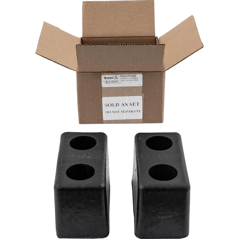 Buyers Products B5500 Molded Rubber Bumper, 3 X 3-1/2 X 6 Inch, Set of Two Bumpers For Truck And Trailer Protection, Durable Dock Bumper For Equipment And Delivery Bays