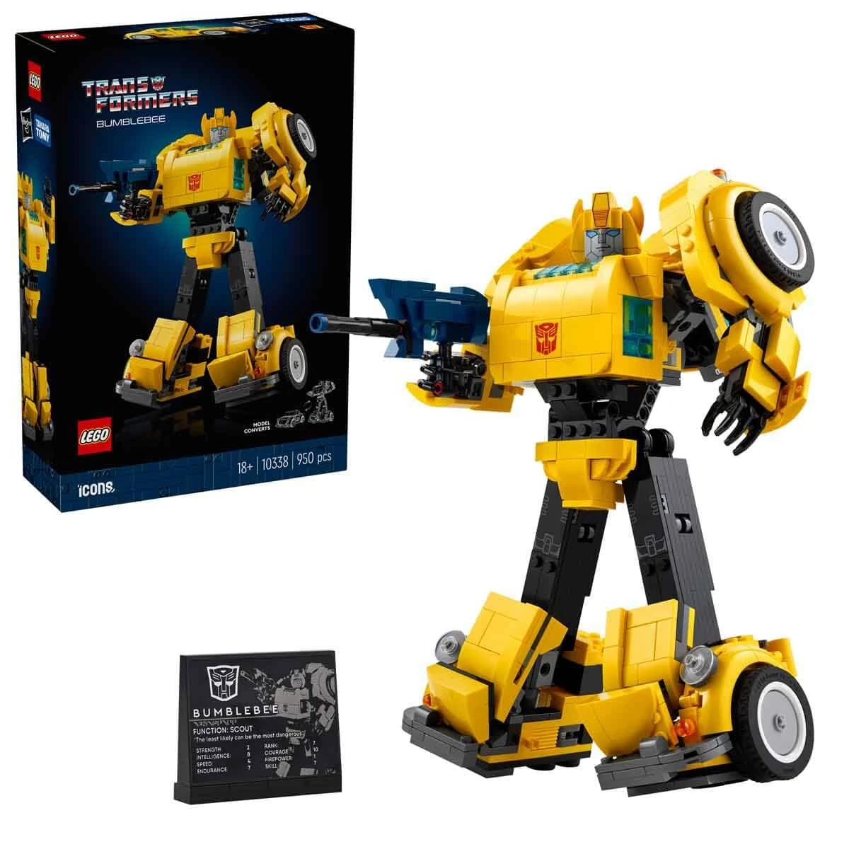 Lego Icons Transformers Bumblebee Action Figure Building Set, Collectible Robot Model Kit for Adults to Build, Converts to Vehicle Mode, Gifts for Men, Women, Him, Her and Sci-Fi Fans 10338