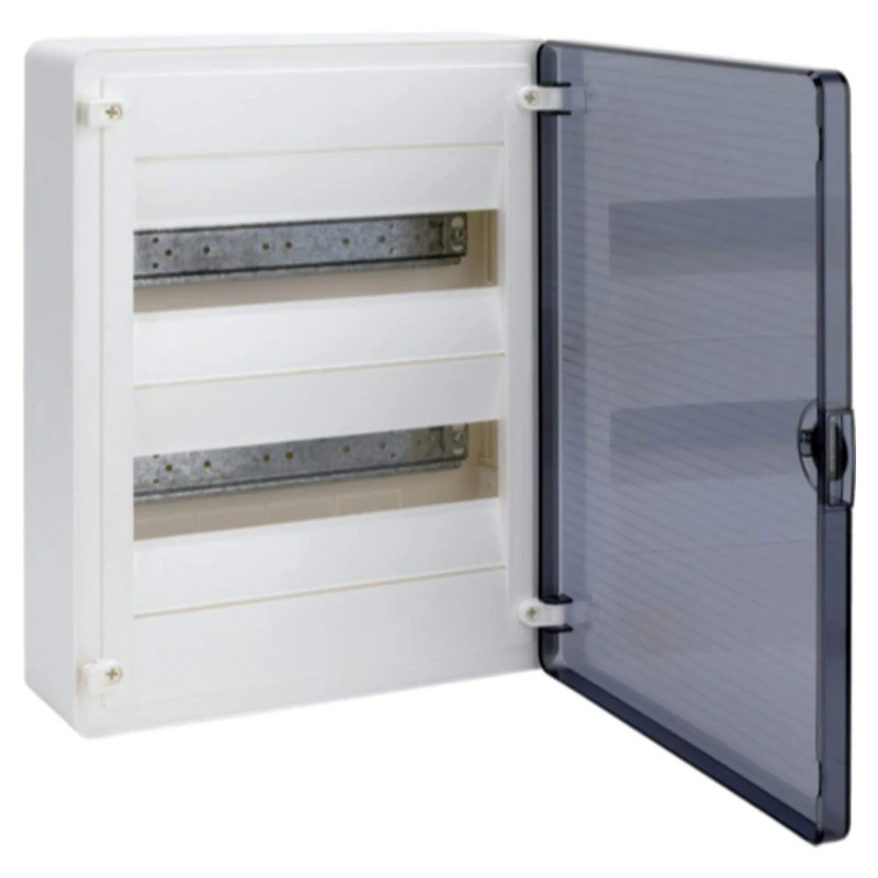 Hager Golf Series vs – Golf Box Series Vison Surface 2 Rows 24 Modules Transparent Blue + Power Strip