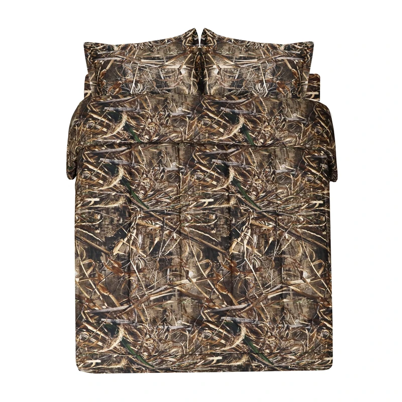 VISI-ONE Realtree Max-5 Camo Comforter Set, Premium Polycotton Fabric, Camouflage Bed Set Queen, 3-Piece Forest Bedding Set Hunting & Outdoor, Machine Washable (Queen Size)