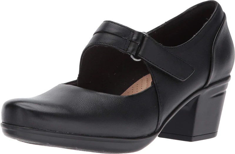 Clarks Women's Emslie Lulin Dress Pump, Black Leather, 6.5 UK