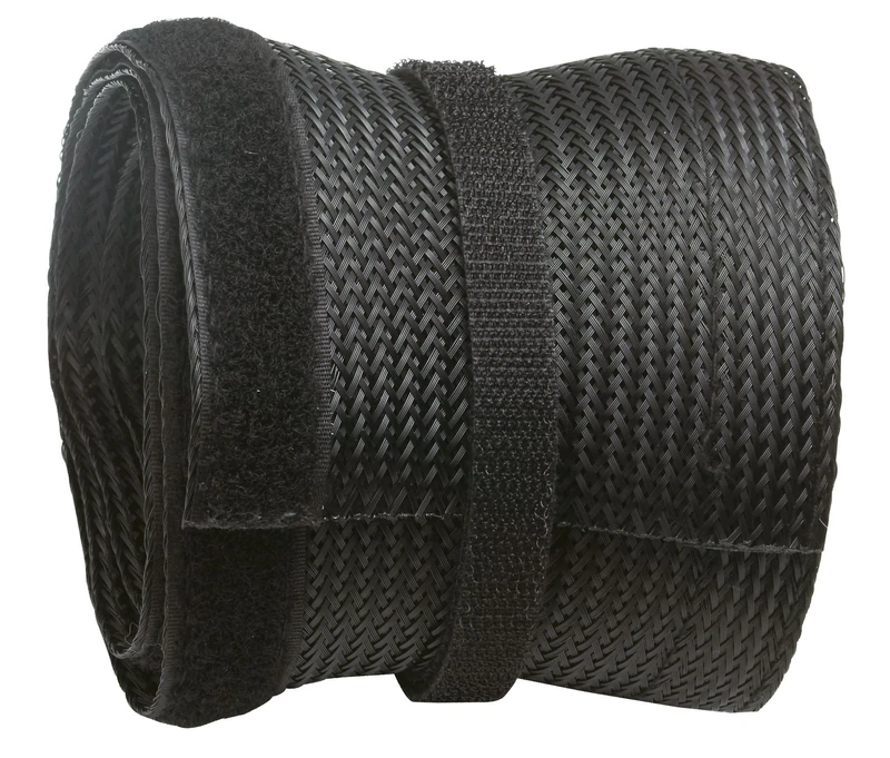 RICOO Cable Tidy Black 1000cm x 13.5cm Flexible Trunking Sleeve Z9135B-10 Wire Organiser with Hook and Loop Fastener Cord Management Duct - Image 1