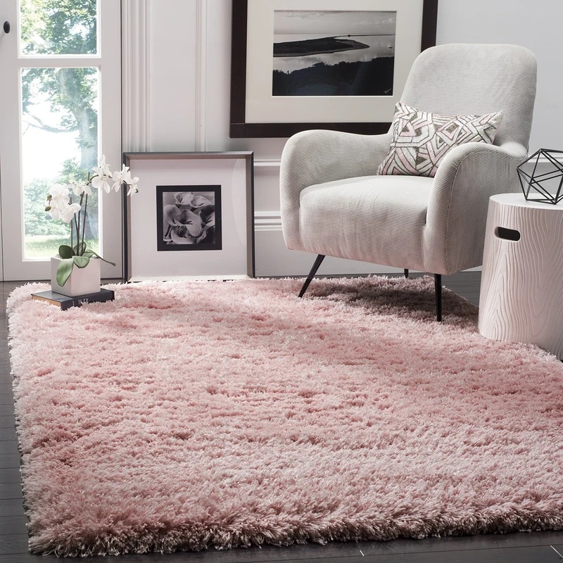 Safavieh Shag Rug for Living Room, Dining Room, Bedroom - Polar Shag Collection, Short Pile, in Light Pink, 91 X 152 cm