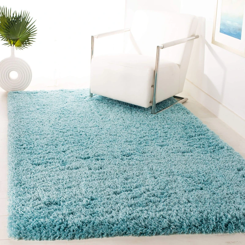 Safavieh Shag Rug for Living Room, Dining Room, Bedroom - Polar Shag Collection, Short Pile, in Light Turquoise, 155 X 229 cm