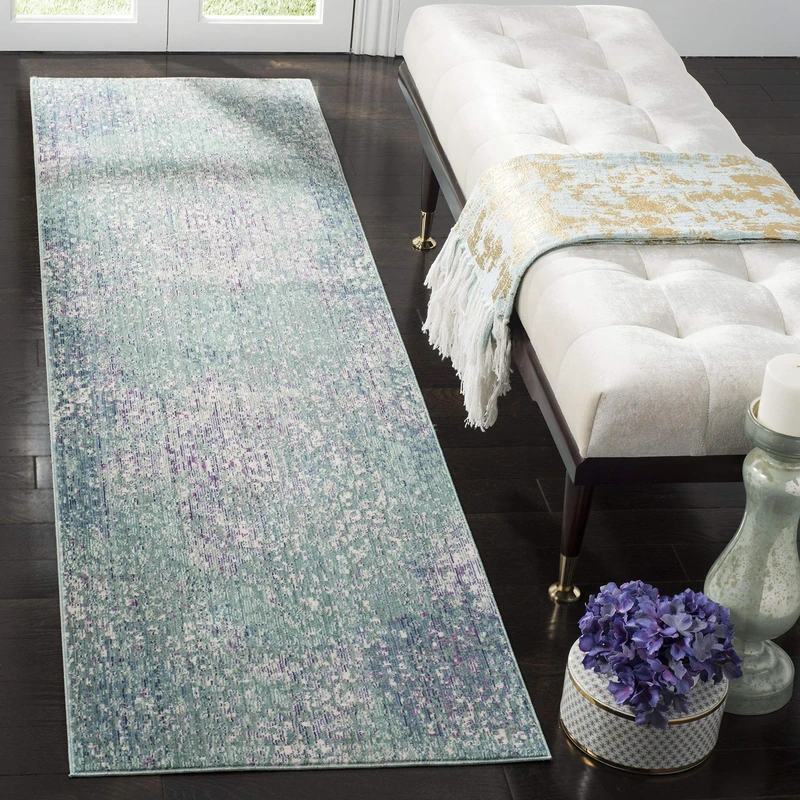 Safavieh Metro-Mod Indoor Woven Runner Area Rug, Mystique Collection, MYS977, in Blue / Multi, 69 X 244 cm for Living Room, Bedroom or Any Indoor Space