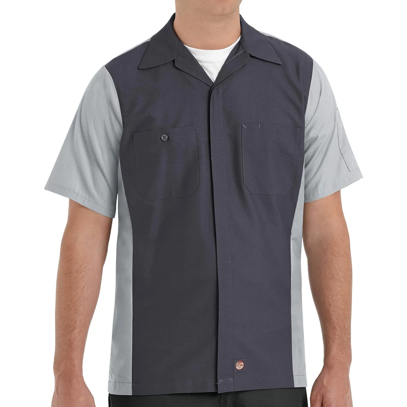 Red Kap Men's Ripstop Crew Shirt, Short Sleeve T, Charcoal, XL