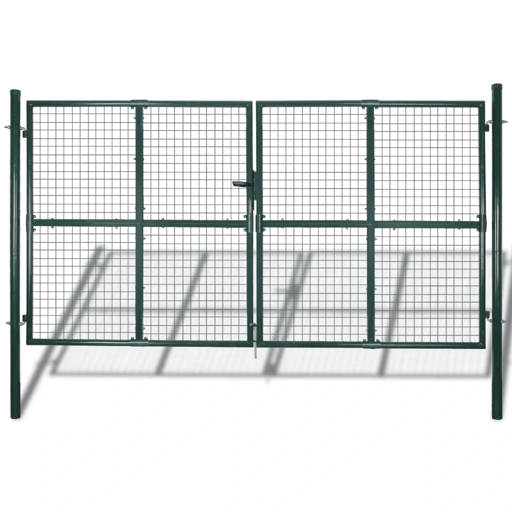 Double Door Fence Gate Garden Mesh Powder-Coated Steel Fencing Terrace Outdoor