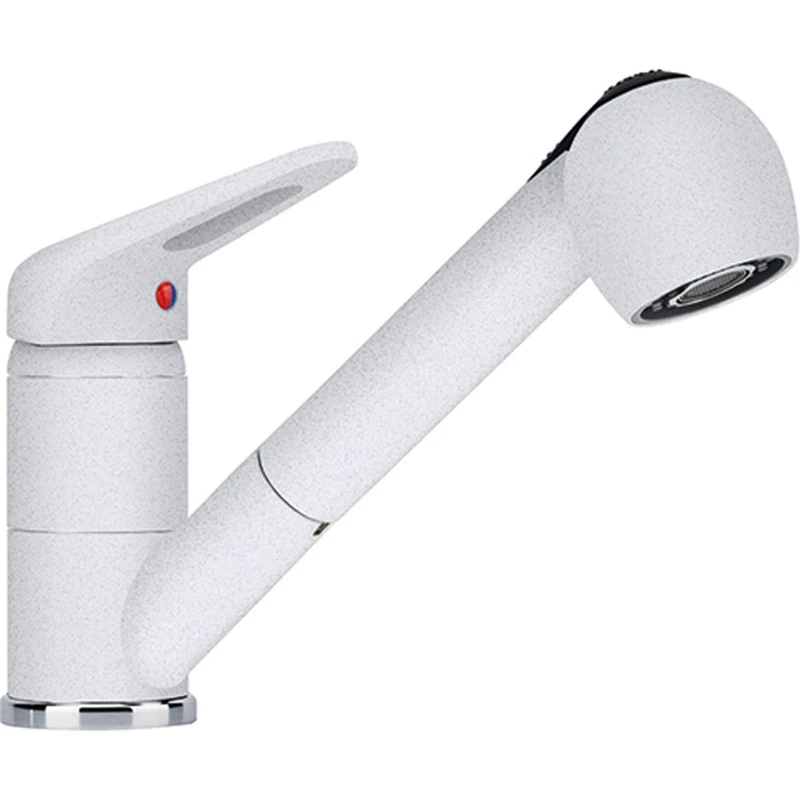 FRANKE Kitchen Sink tap with Pull-Out spout Made of Granite Prince II-Polar White 115.0470.669, Medium-Sized - Image 1