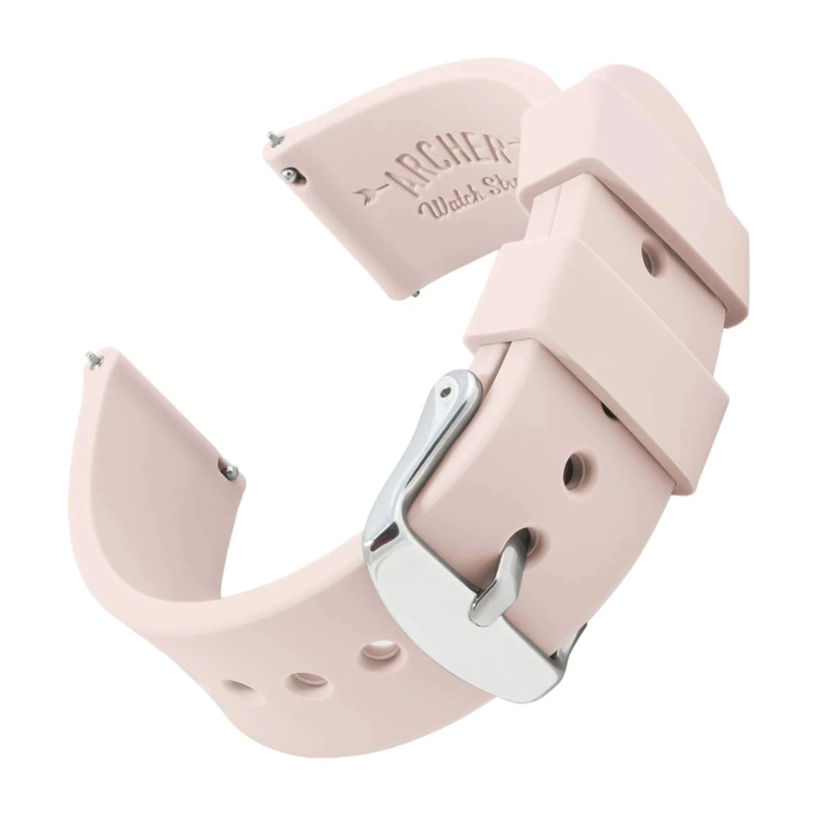Archer Watch Straps - Soft Silicone Quick Release Watch Bands (Pale Rose, 22mm)