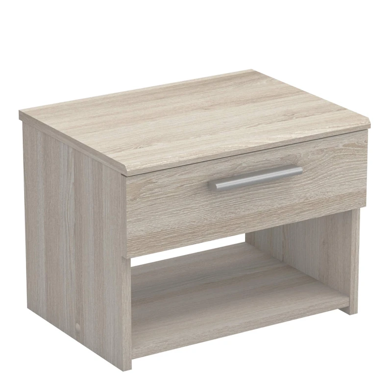 Demeyere 1-Drawer Bedside Chest 'PRICY 2', Wood, Shannon Oak, 42.5x32.3x32.1 cm
